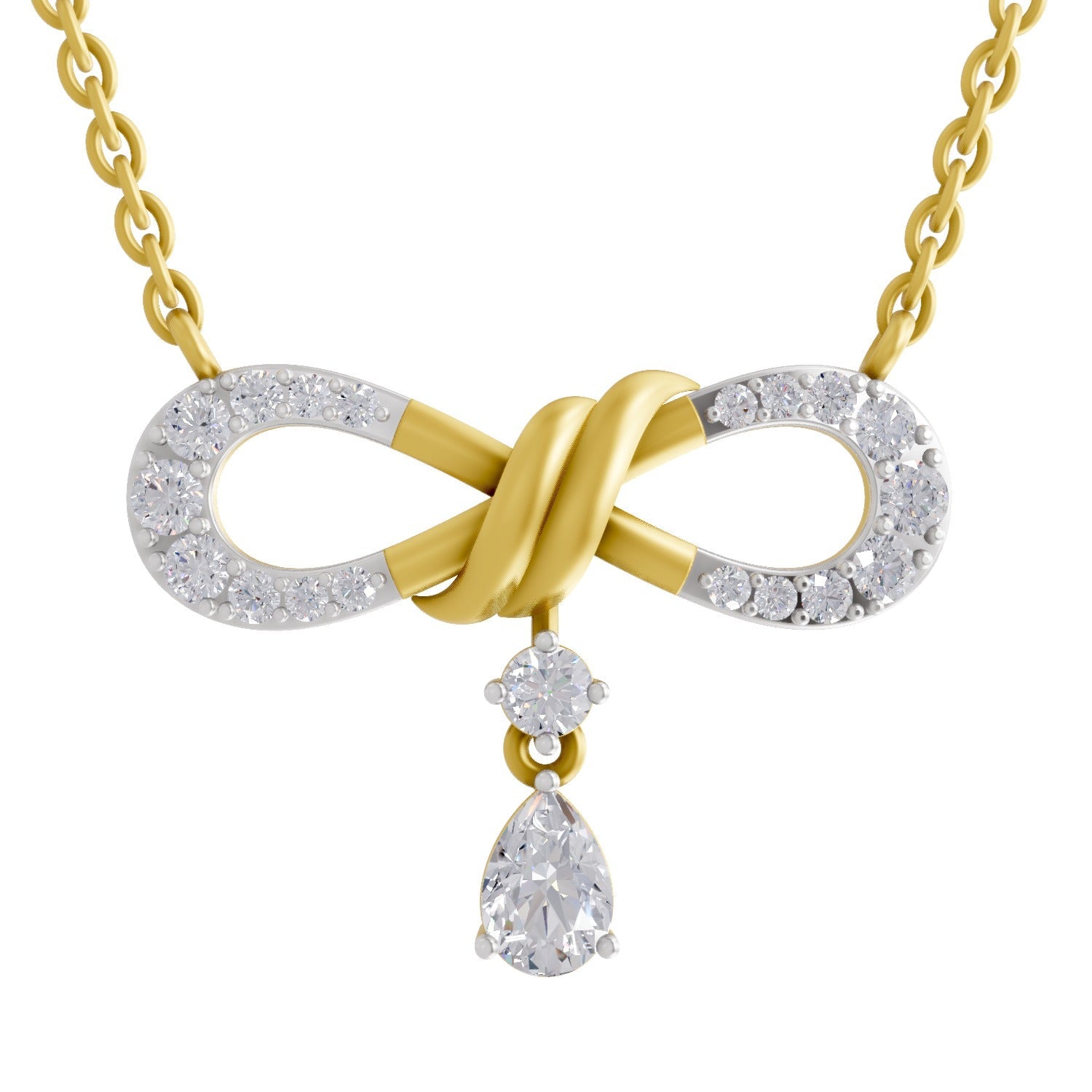 1.04 Ct Round Shape | 925 Sterling Silver Gold Plated Infinity Pendant Necklace