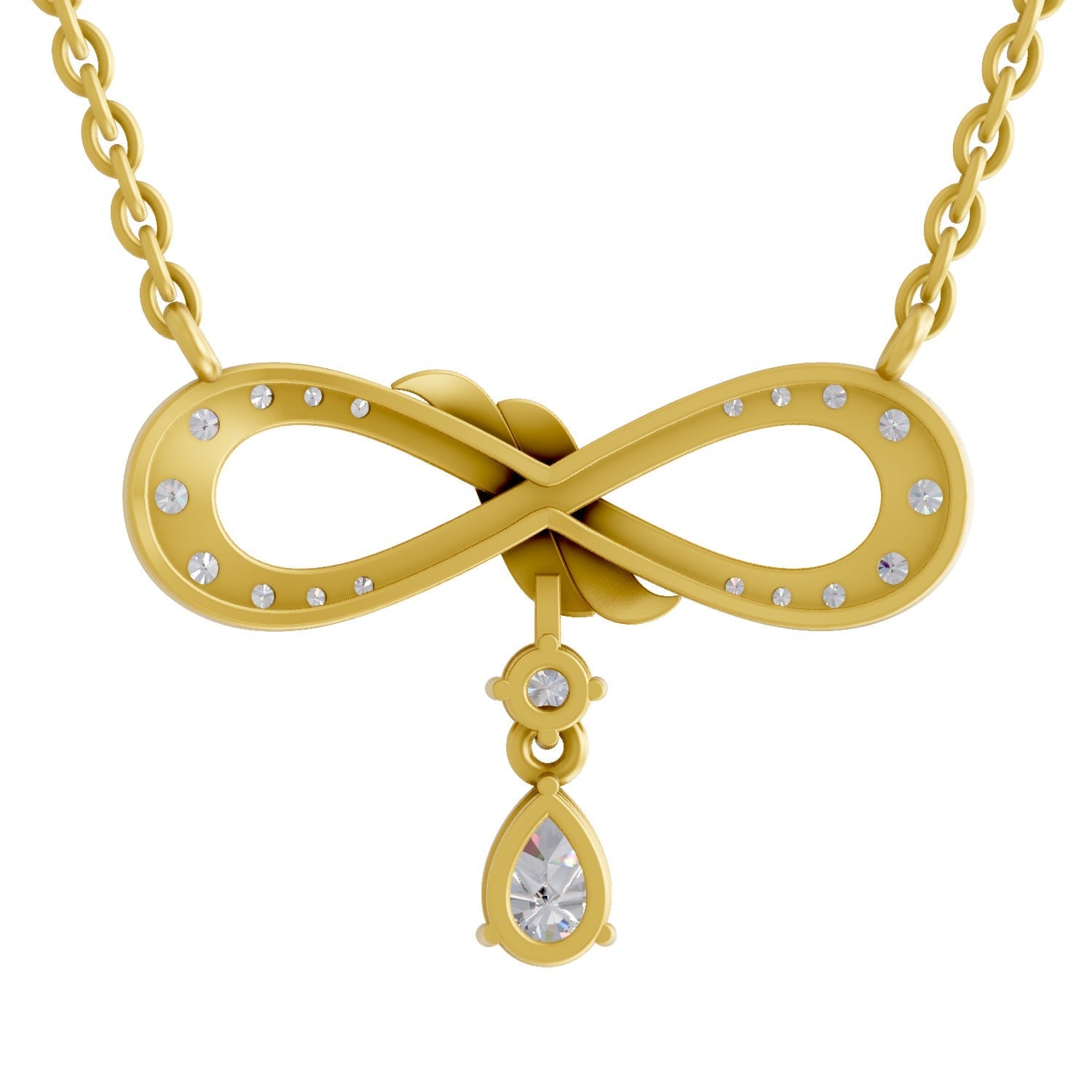 1.04 Ct Round Shape | 925 Sterling Silver Gold Plated Infinity Pendant Necklace