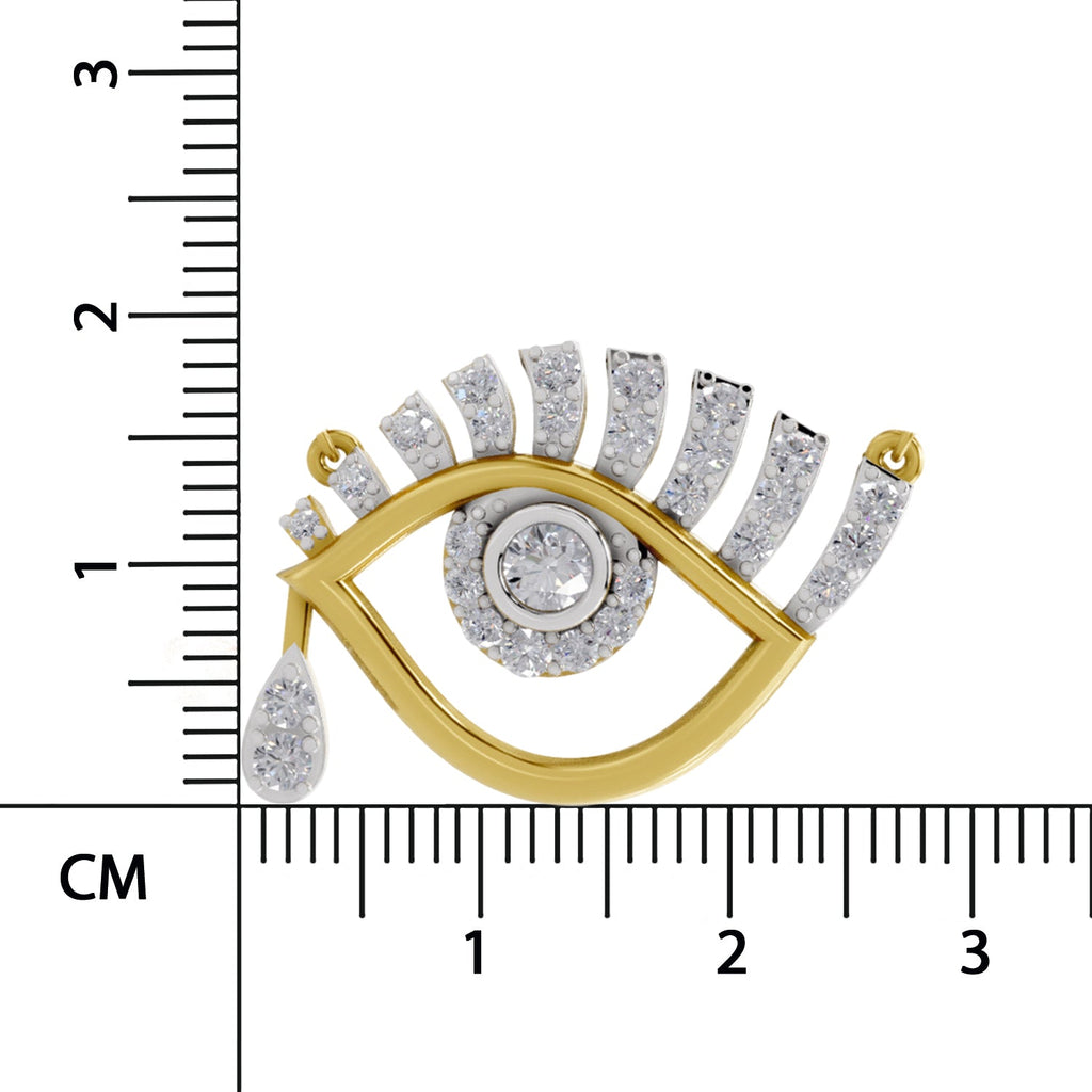 0.95 Ct Round Shape | 925 Sterling Silver Gold Plated Evil Eye Pendant Necklace