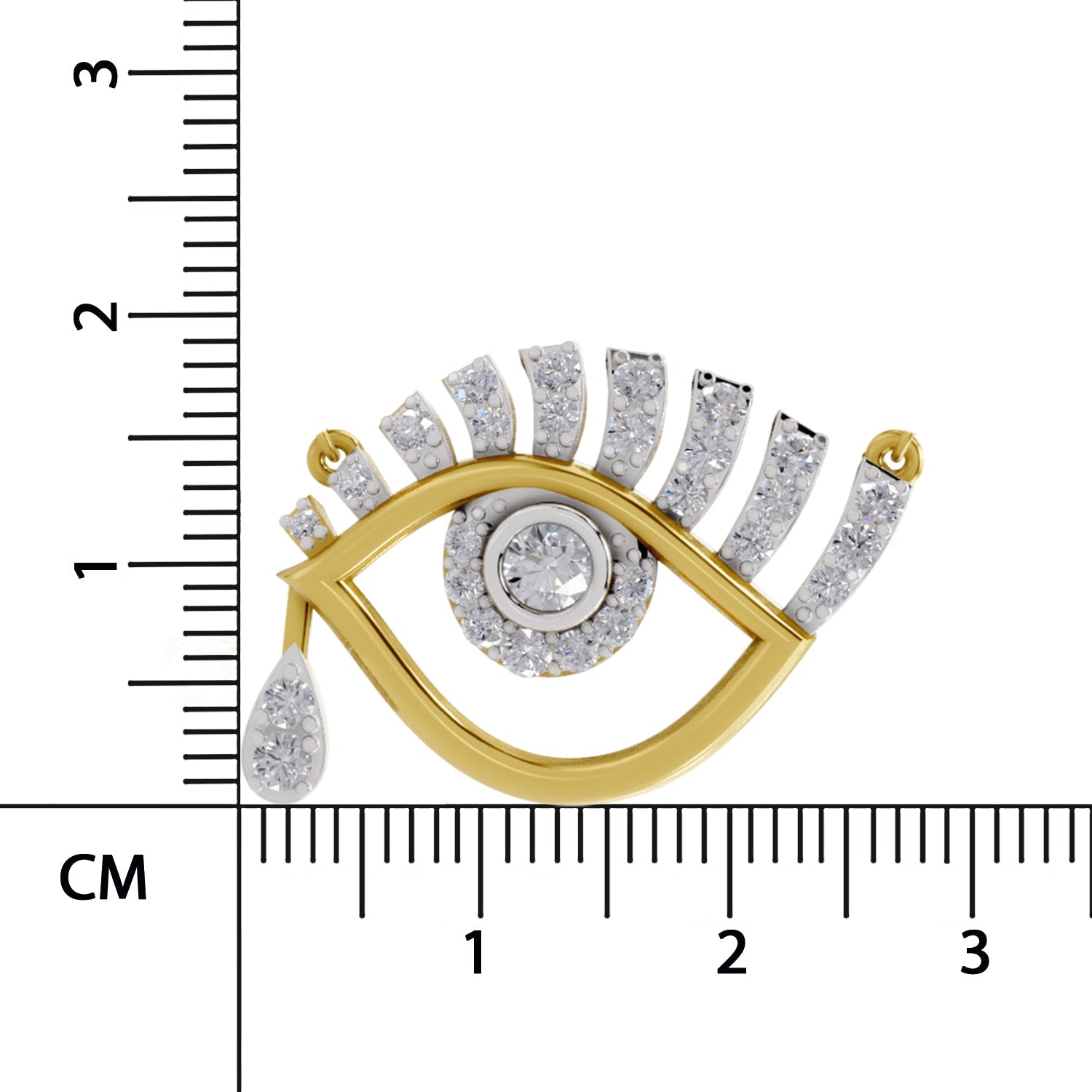 0.95 Ct Round Shape | 925 Sterling Silver Gold Plated Evil Eye Pendant Necklace
