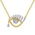 0.95 Ct Round Shape | 925 Sterling Silver Gold Plated Evil Eye Pendant Necklace