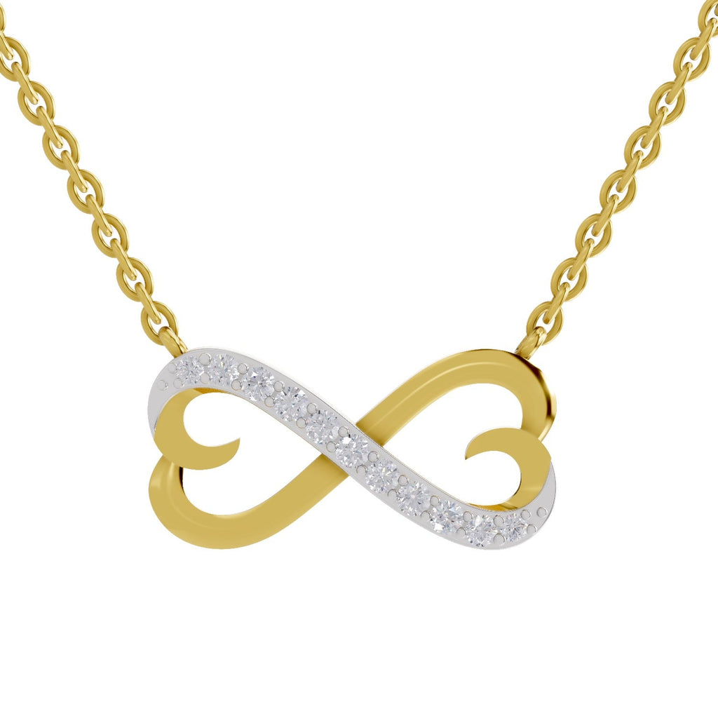 0.25 Ct Round Shape | 925 Sterling Silver Gold Plated Infinity Pendant Necklace