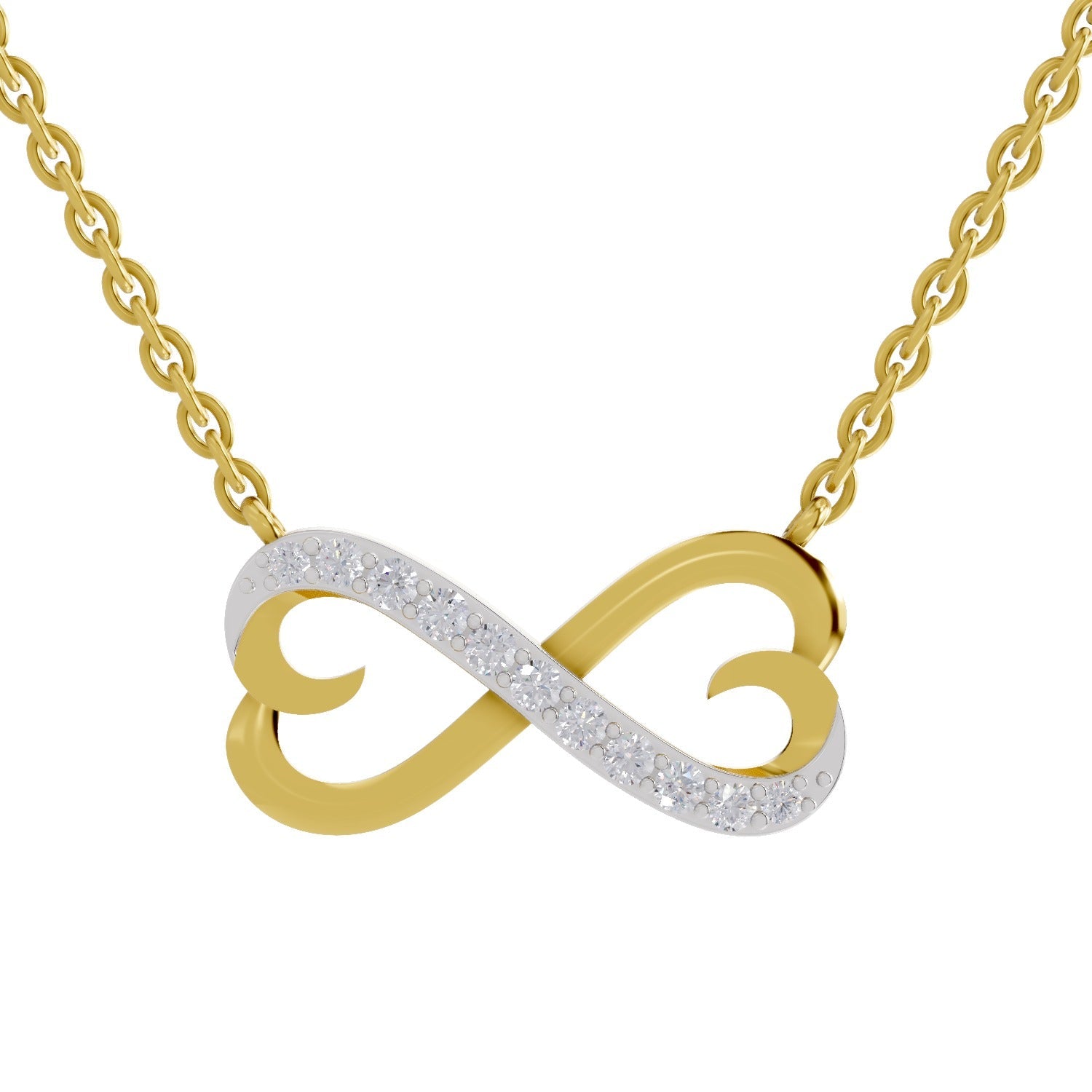 0.25 Ct Round Shape | 925 Sterling Silver Gold Plated Infinity Pendant Necklace