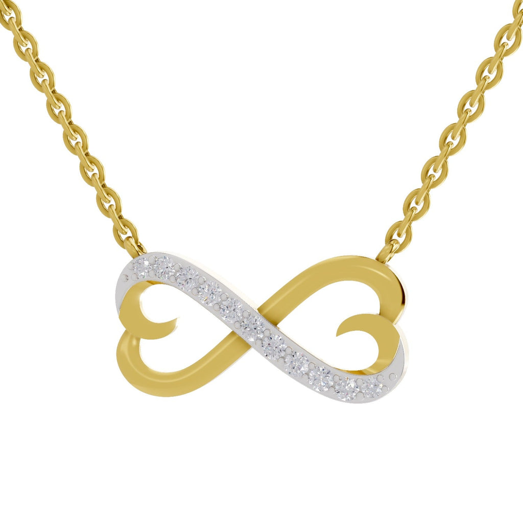 0.25 Ct Round Shape | 925 Sterling Silver Gold Plated Infinity Pendant Necklace
