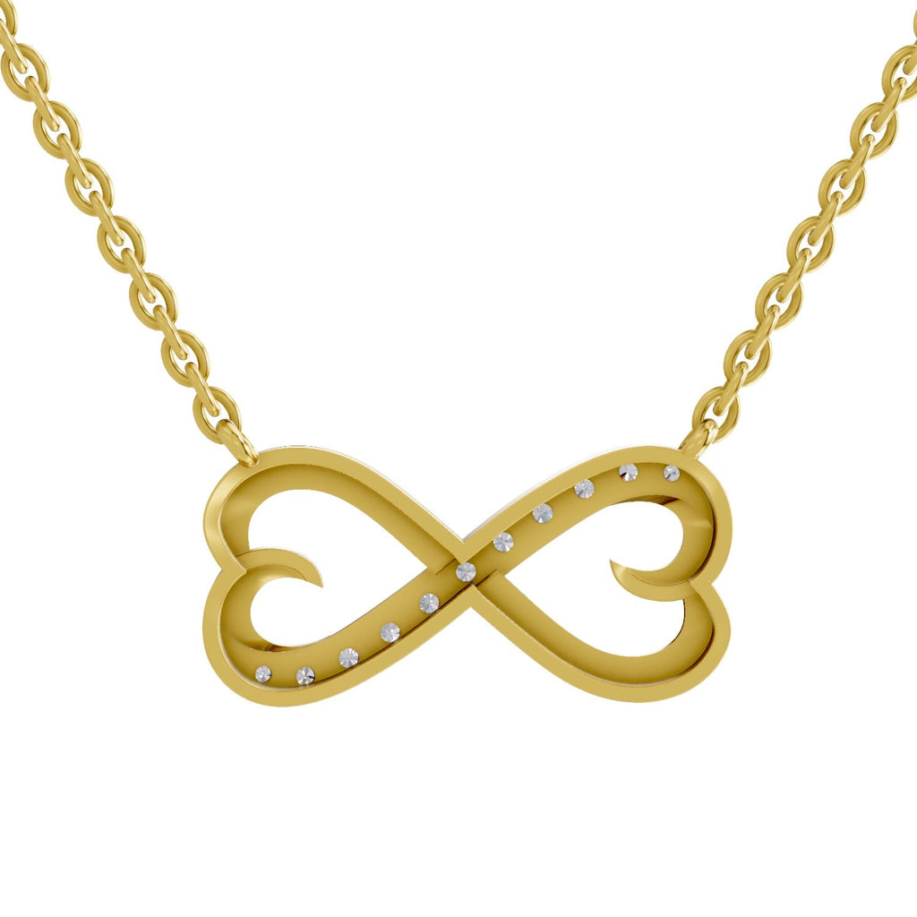 0.25 Ct Round Shape | 925 Sterling Silver Gold Plated Infinity Pendant Necklace