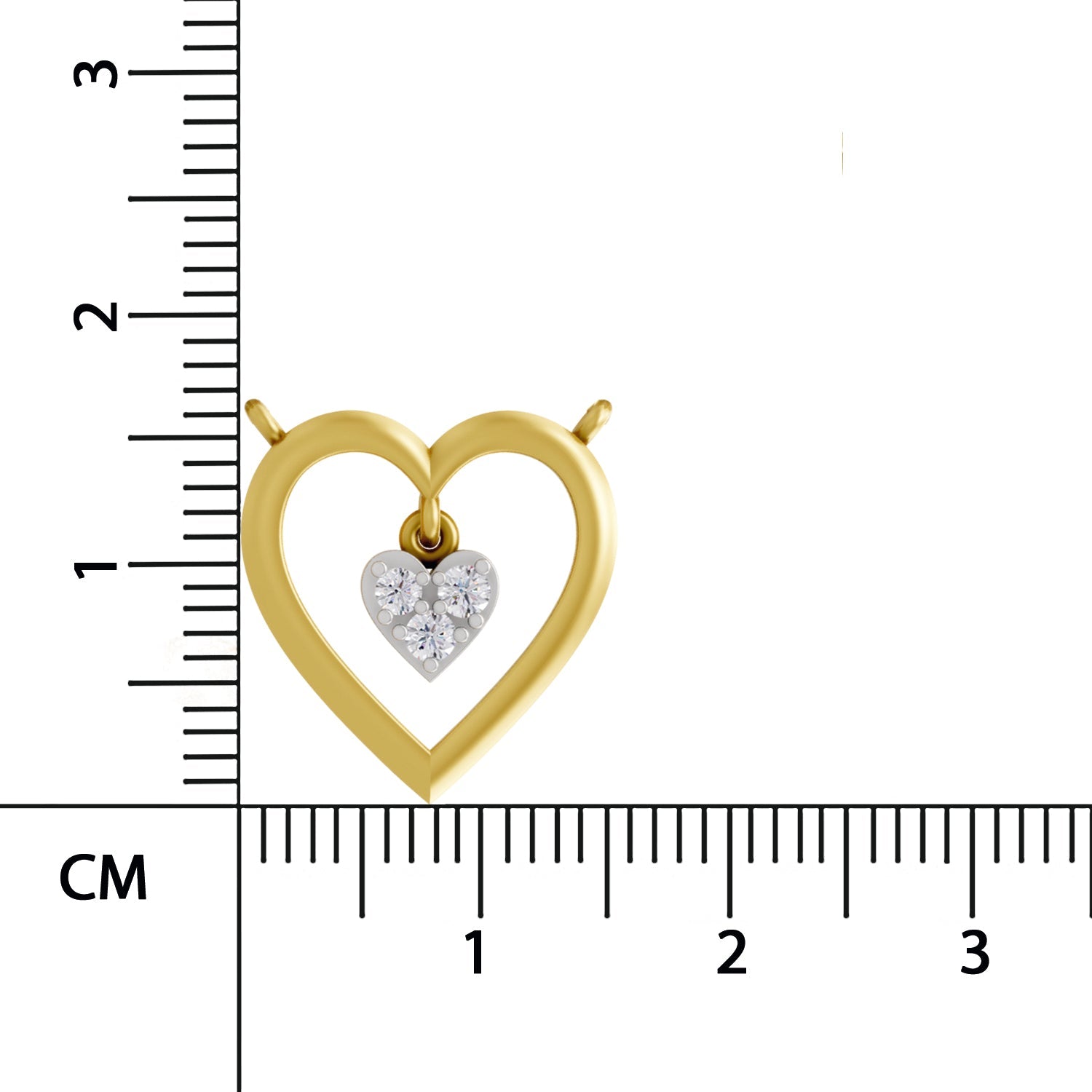 0.09 Ct Round Shape | 925 Sterling Silver Gold Plated Heart Shape Pendant Necklace