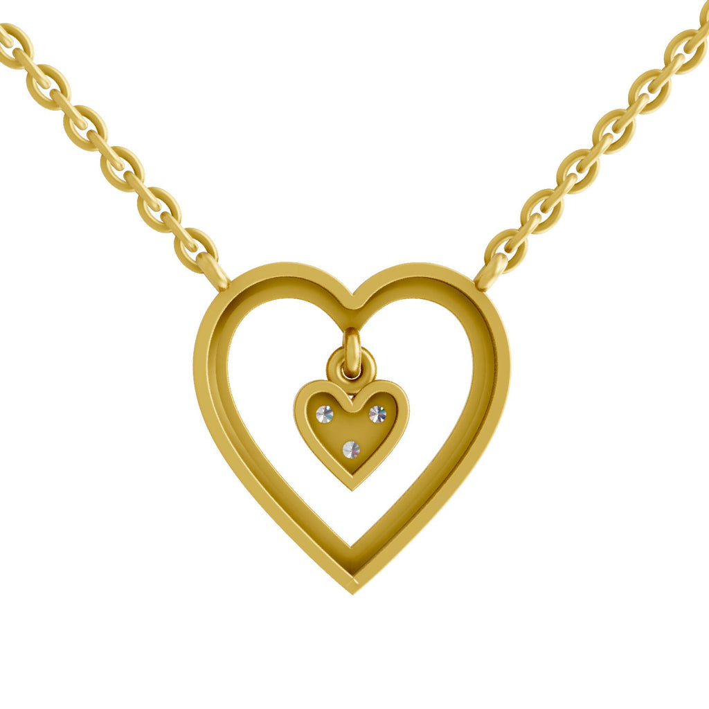 0.09 Ct Round Shape | 925 Sterling Silver Gold Plated Heart Shape Pendant Necklace