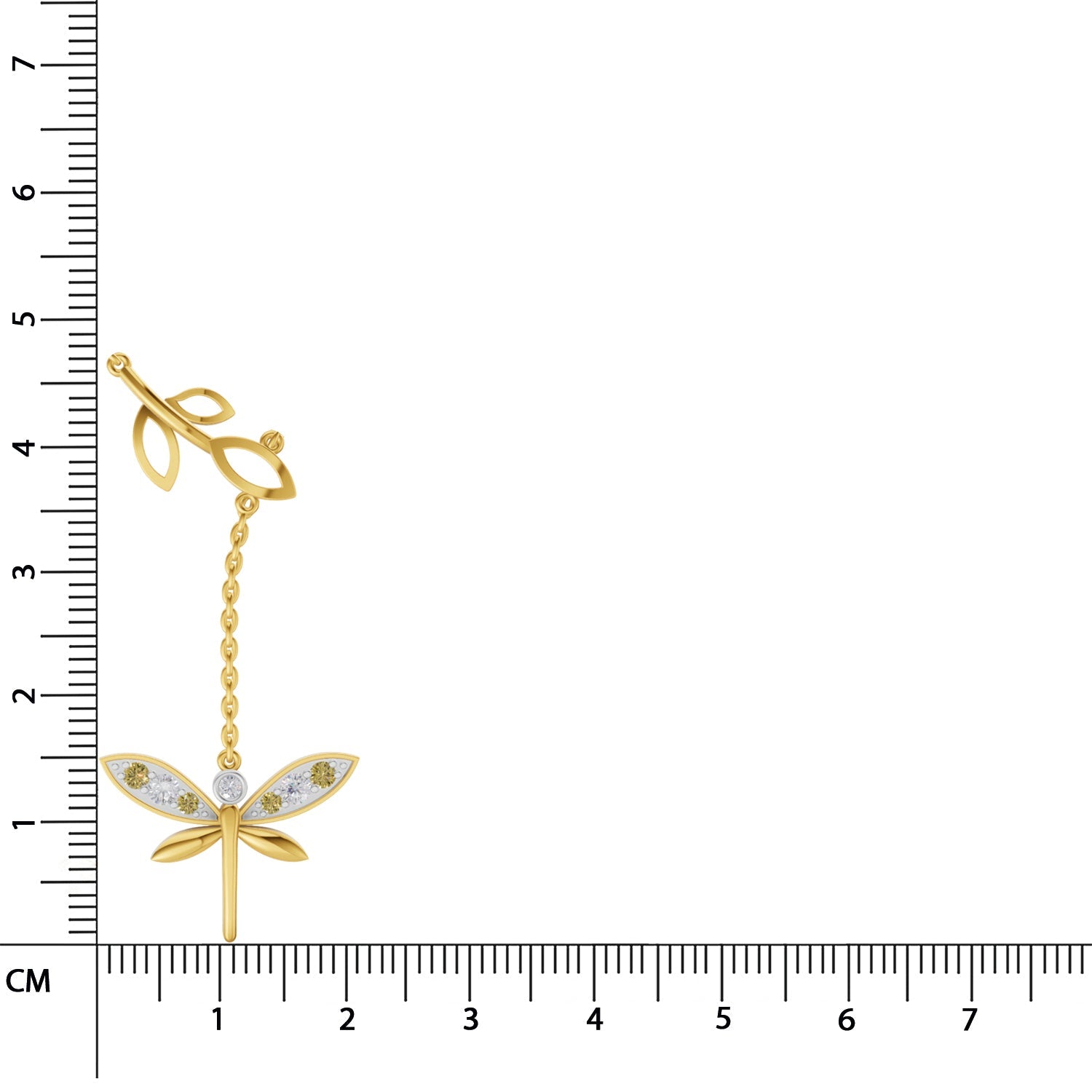 0.14 Ct Round Shape | 925 Sterling Silver Gold Plated Butterfly Pendant Necklace