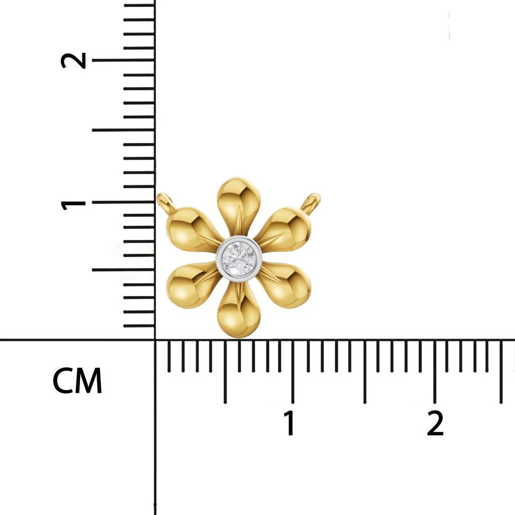 0.07 Ct Round Shape | 925 Sterling Silver Gold Plated Floral Pendant Necklace
