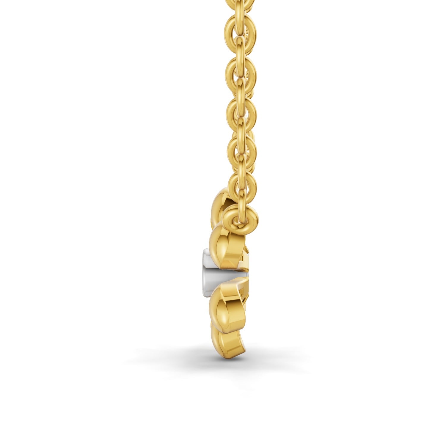 0.07 Ct Round Shape | 925 Sterling Silver Gold Plated Floral Pendant Necklace