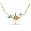 0.07 Ct Round Shape | 925 Sterling Silver Gold Plated Star Pendant Necklace