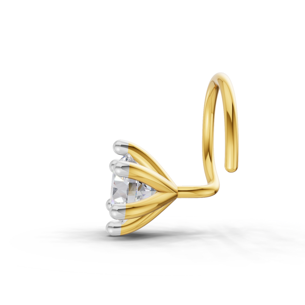0.1 Carat  | 925 Sterling Silver Yellow Gold Plated Solitaire Nosepin