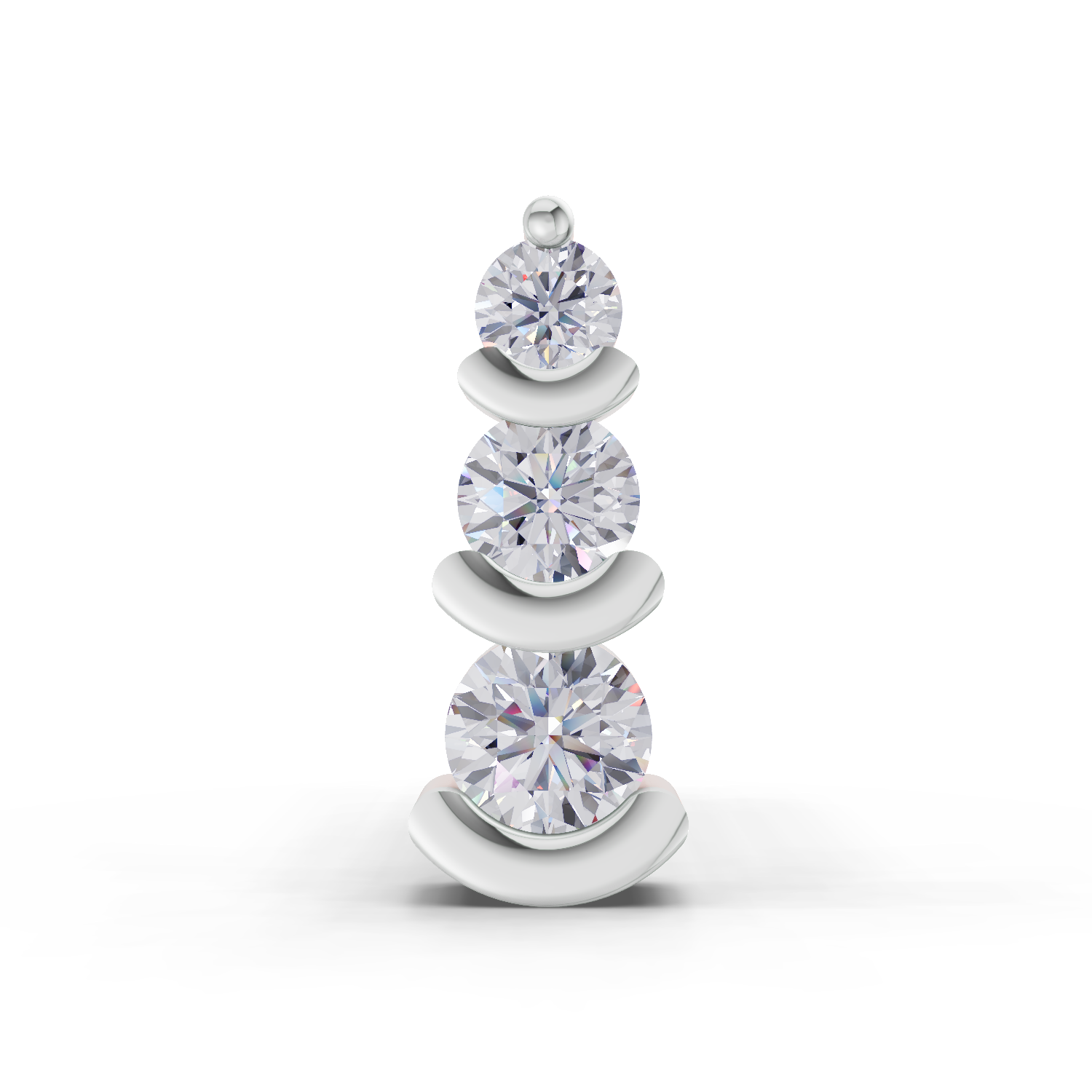 0.05 Carat  | 925 Sterling Silver Yellow Gold Plated 3 Stone Nosepin (Screw Back)