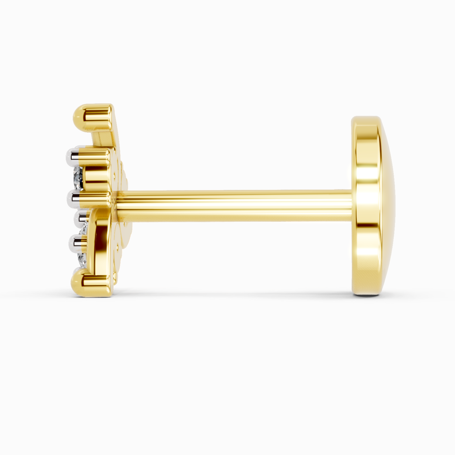 0.05 Carat  | 925 Sterling Silver Yellow Gold Plated Fashion Nosepin (Screw Back)