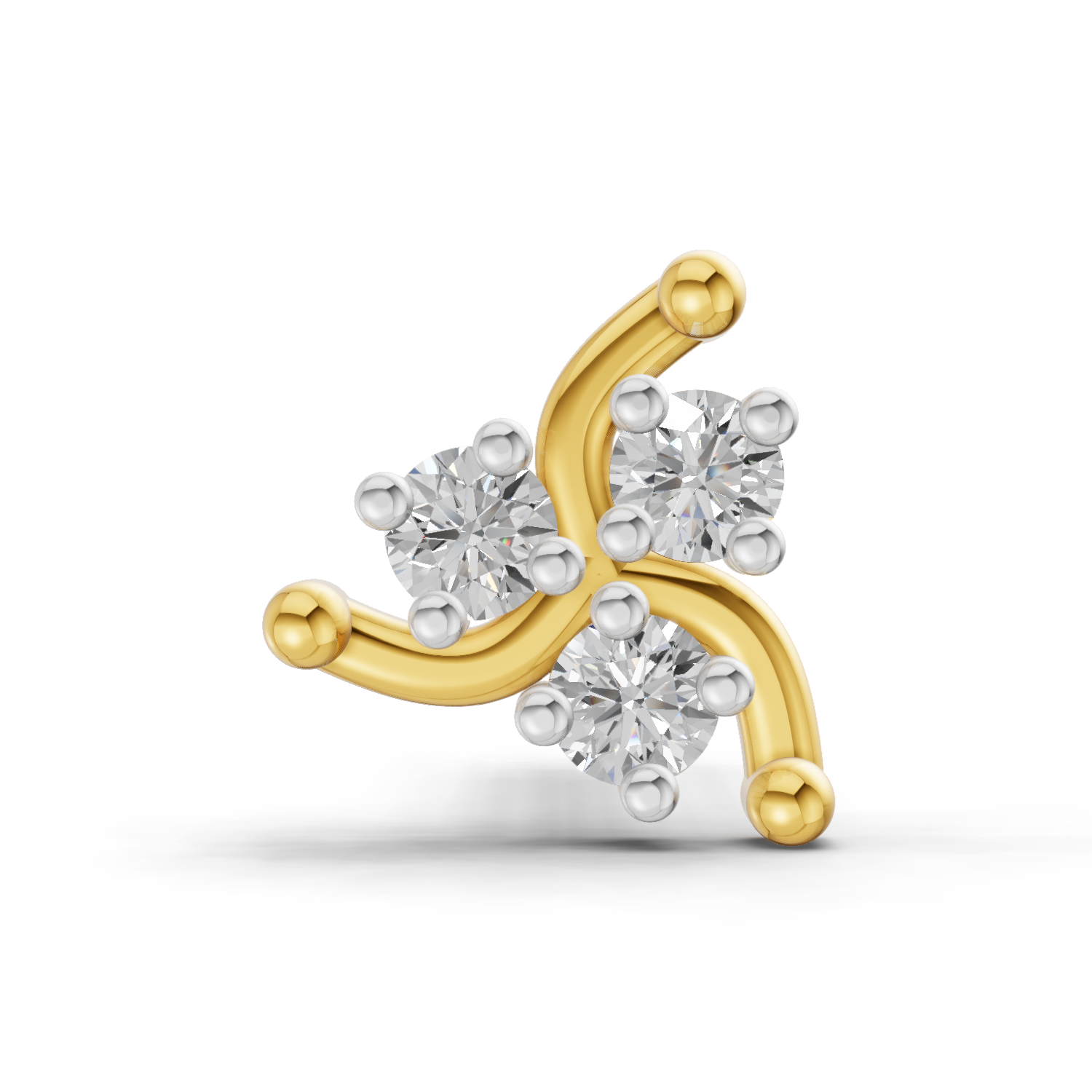 0.05 Carat  | 925 Sterling Silver Yellow Gold Plated Fashion Nosepin (Screw Back)