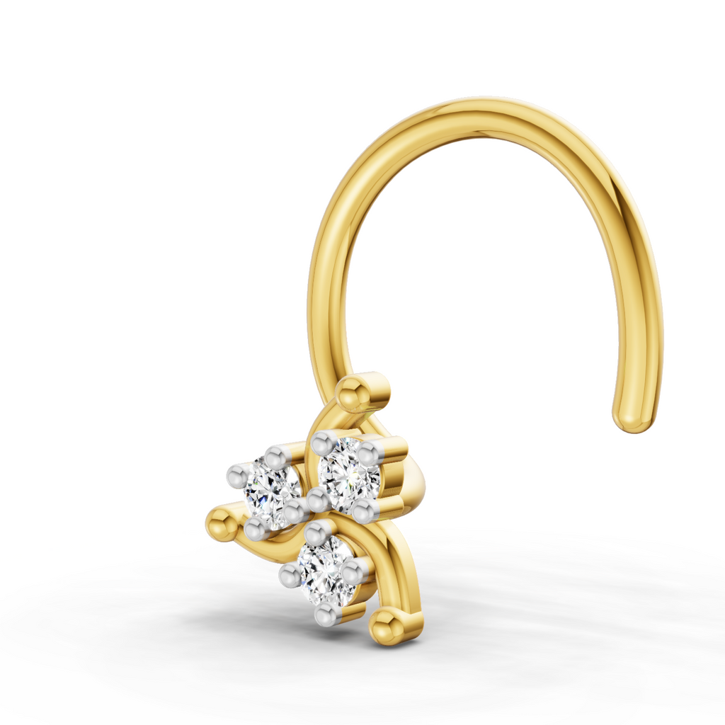 0.05 Carat  | 925 Sterling Silver Yellow Gold Plated Fashion Nosepin