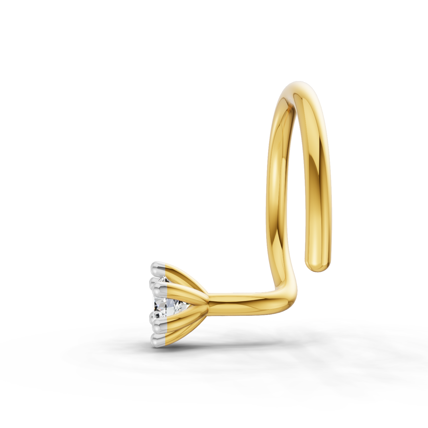 0.05 Carat  | 925 Sterling Silver Yellow Gold Plated Solitaire Nosepin