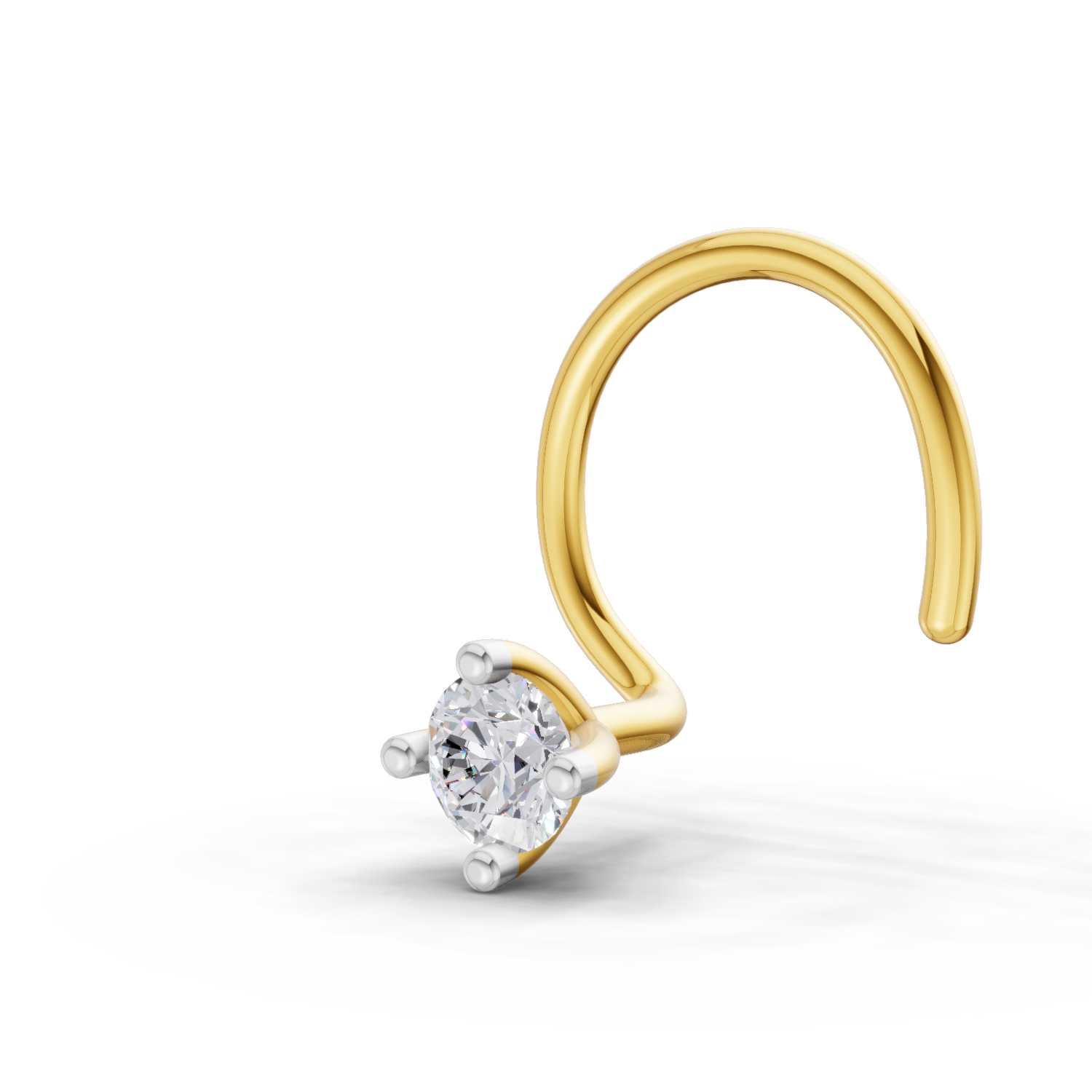 0.05 Carat  | 925 Sterling Silver Yellow Gold Plated Solitaire Nosepin