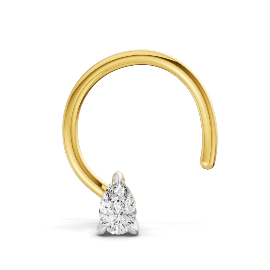 0.04 Carat  | 925 Sterling Silver Yellow Gold Plated Solitaire Nosepin