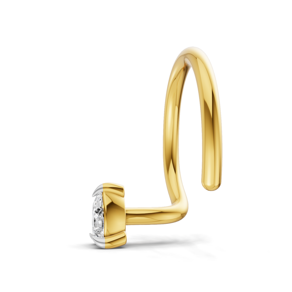 0.04 Carat  | 925 Sterling Silver Yellow Gold Plated Solitaire Nosepin