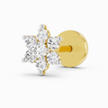0.11 Carat  | 925 Sterling Silver Yellow Gold Plated Floral Nosepin (Screw Back)