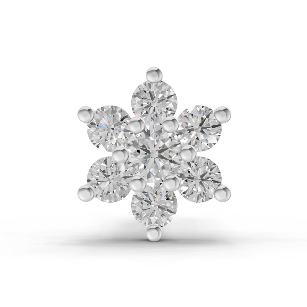 0.11 Carat  | 925 Sterling Silver Yellow Gold Plated Floral Nosepin (Screw Back)