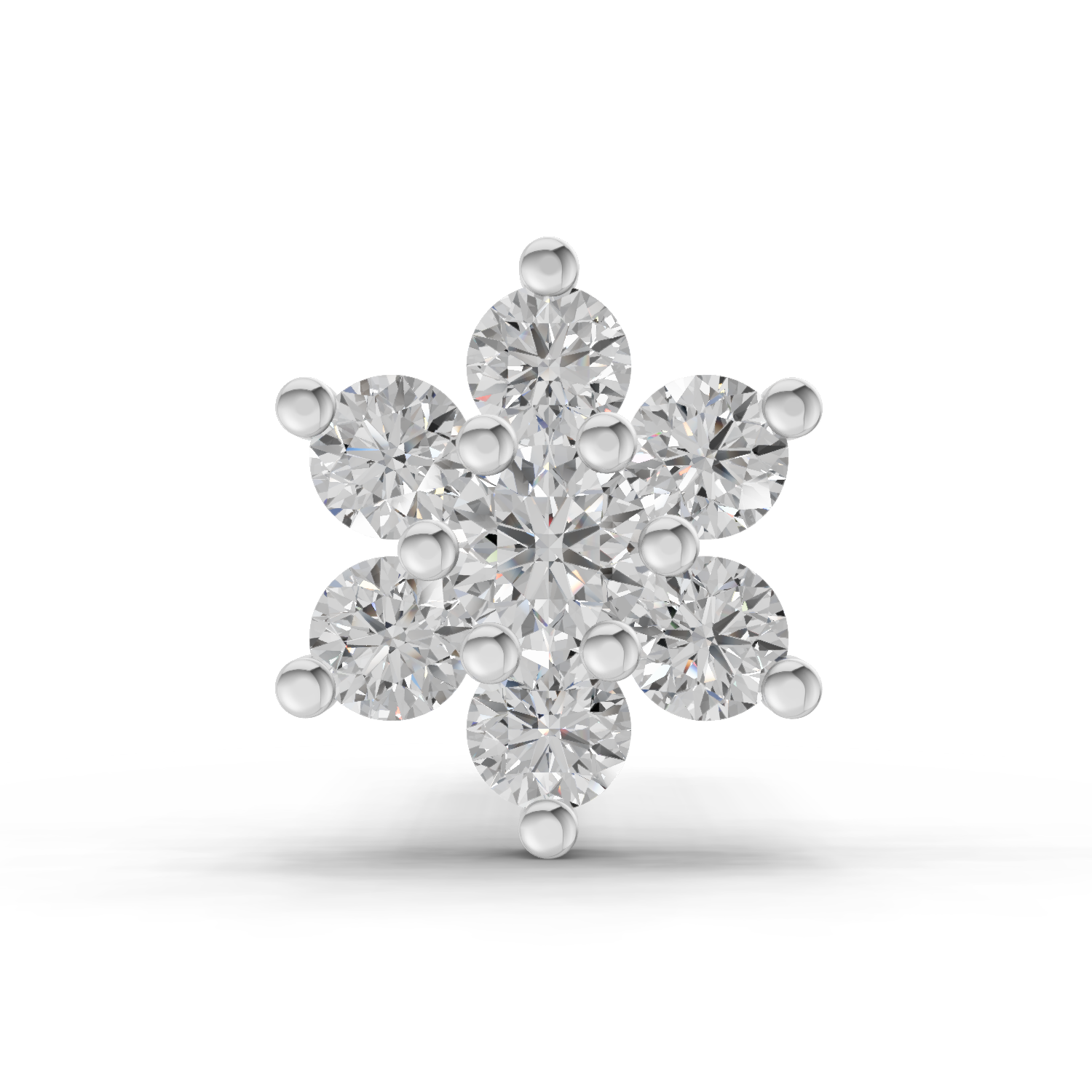 0.11 Carat  | 925 Sterling Silver Yellow Gold Plated Floral Nosepin (Screw Back)