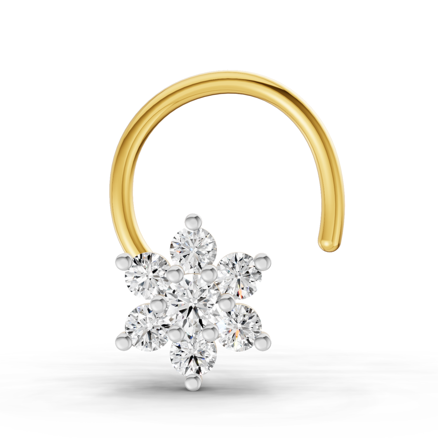 0.11 Carat  | 925 Sterling Silver Yellow Gold Plated Floral Nosepin