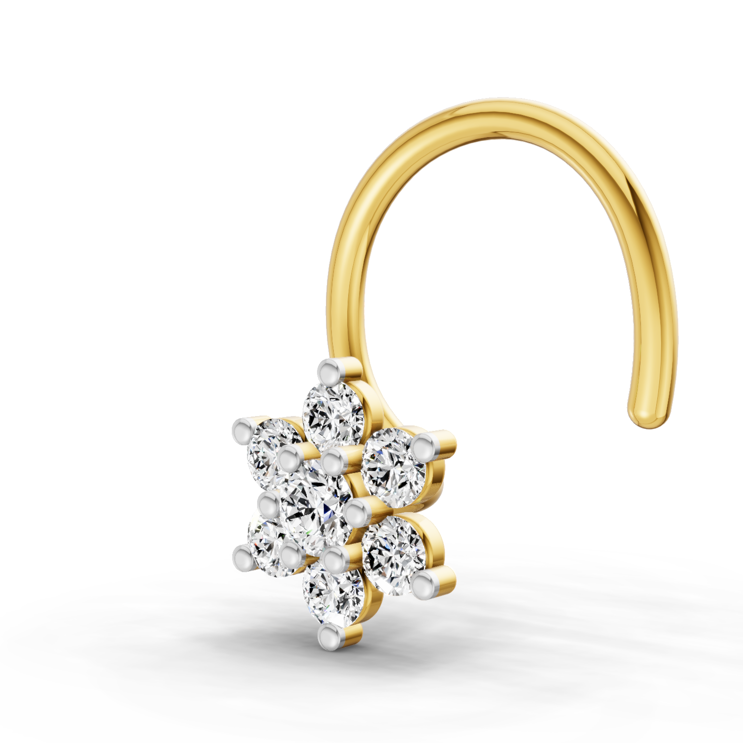0.11 Carat  | 925 Sterling Silver Yellow Gold Plated Floral Nosepin