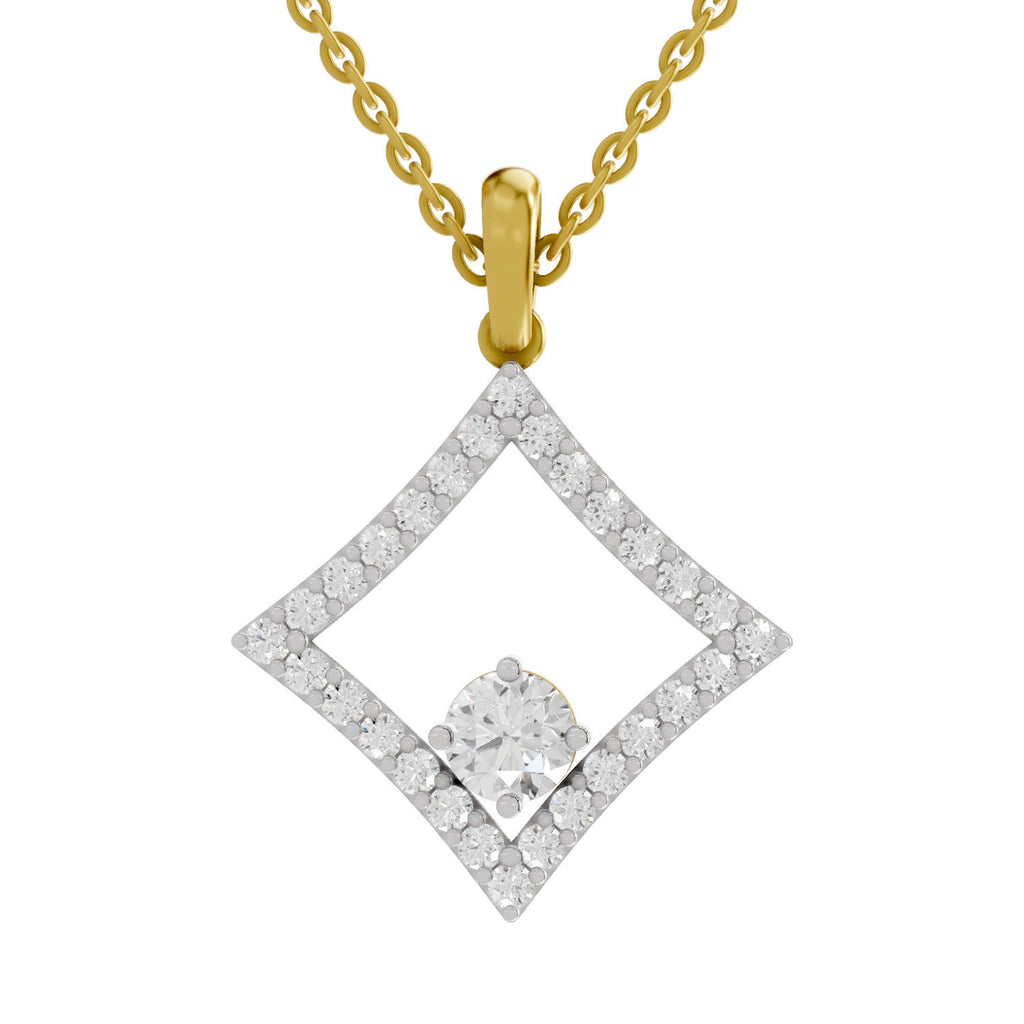 1.31 Round Shape | 925 Sterling Silver Gold Plated Halo Pendant Necklace