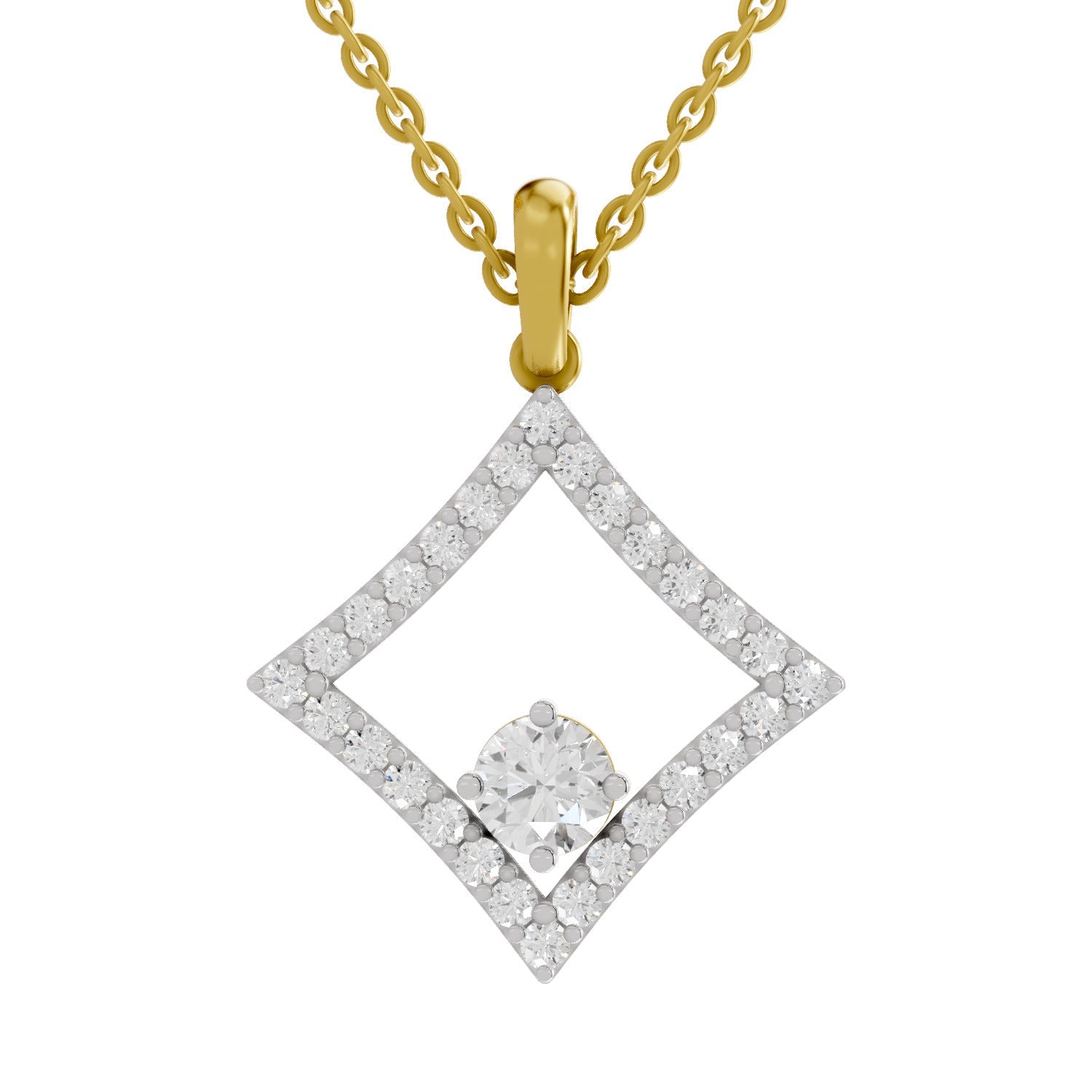 1.31 Round Shape | 925 Sterling Silver Gold Plated Halo Pendant Necklace