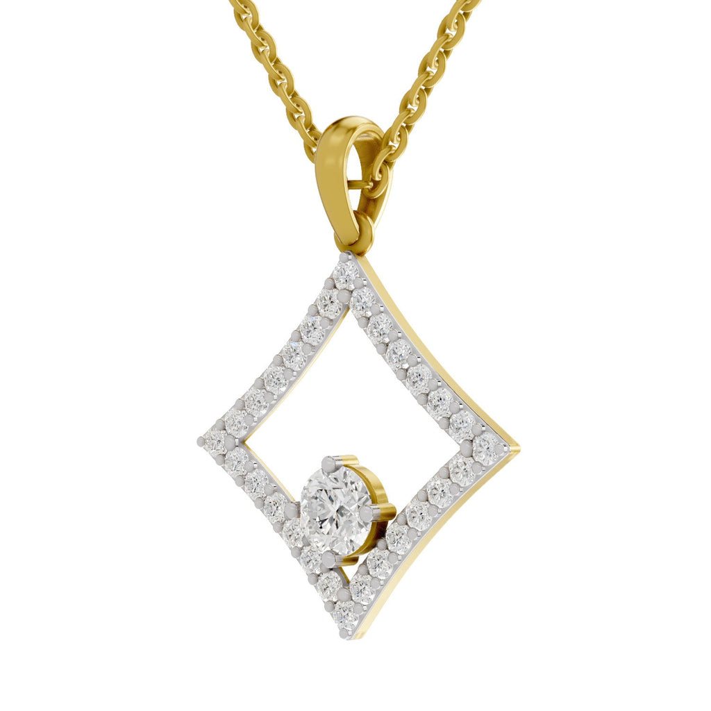 1.31 Round Shape | 925 Sterling Silver Gold Plated Halo Pendant Necklace