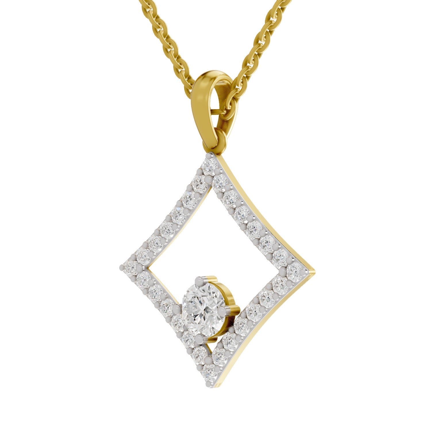 1.31 Round Shape | 925 Sterling Silver Gold Plated Halo Pendant Necklace