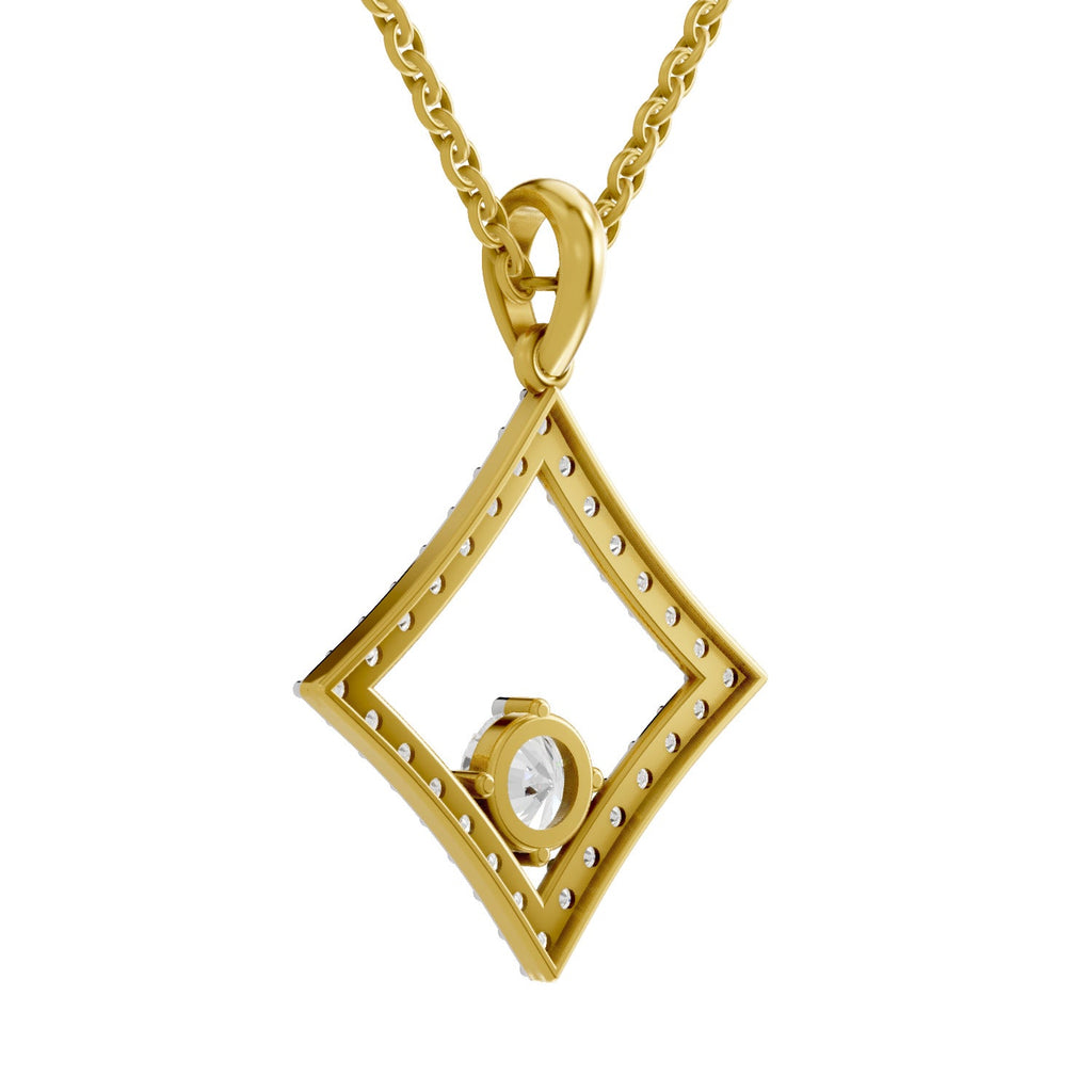 1.31 Round Shape | 925 Sterling Silver Gold Plated Halo Pendant Necklace