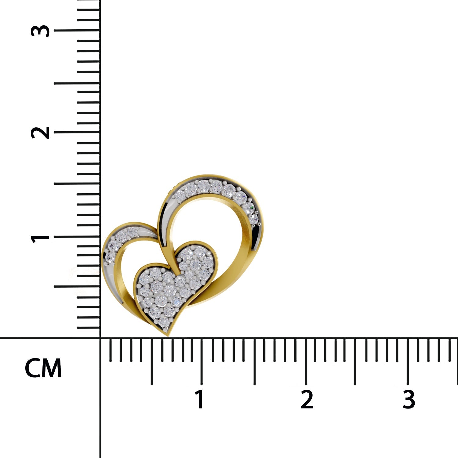 0.22 Round Shape | 925 Sterling Silver Gold Plated Twilight Hearts Pendant Necklace