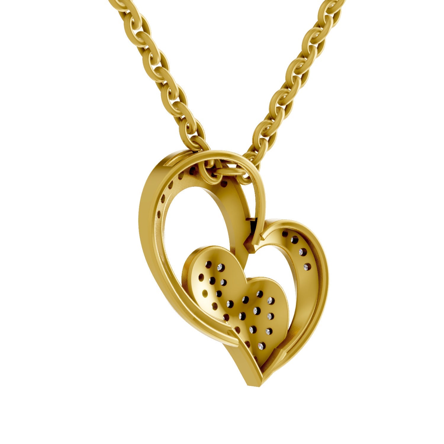 0.22 Round Shape | 925 Sterling Silver Gold Plated Twilight Hearts Pendant Necklace
