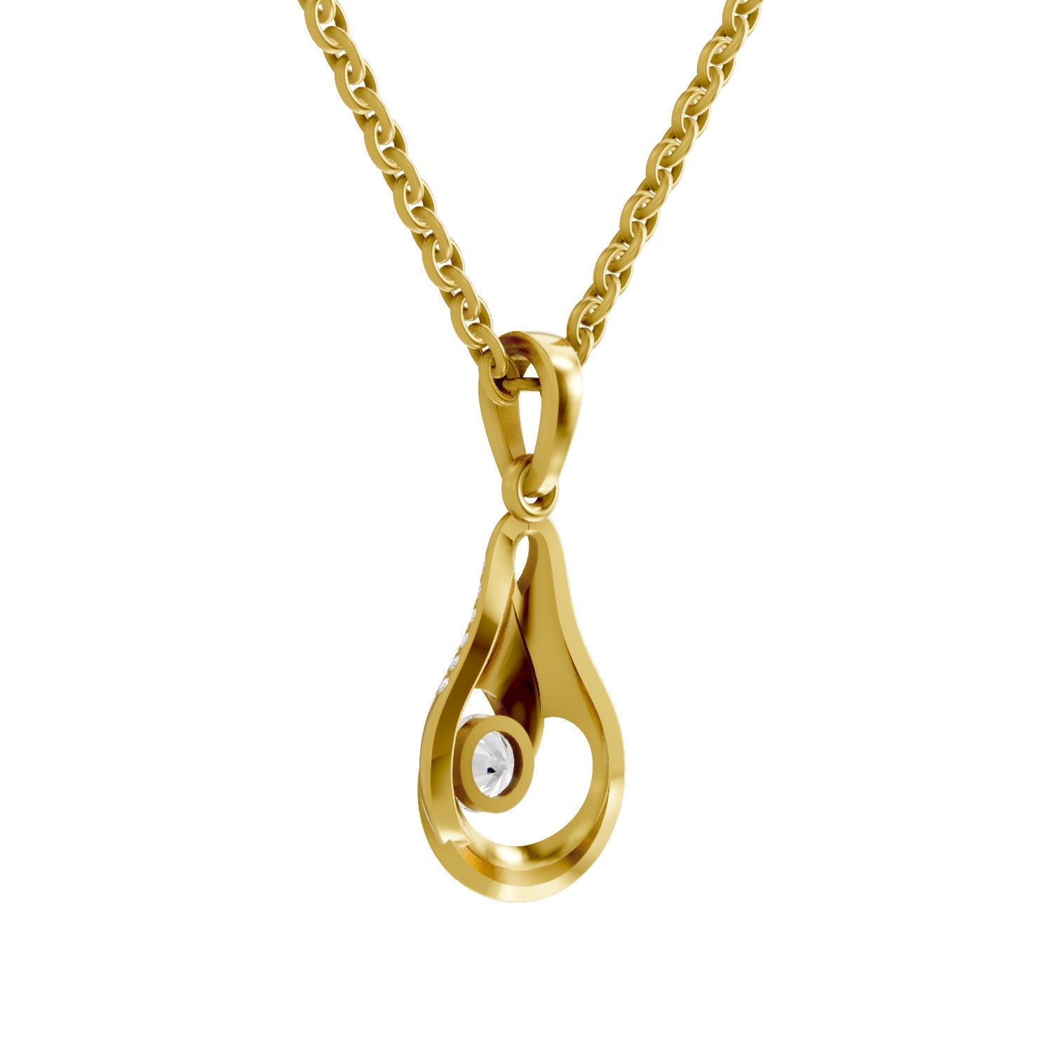 0.29 Round Shape | 925 Sterling Silver Gold Plated Swirl Pendant Necklace