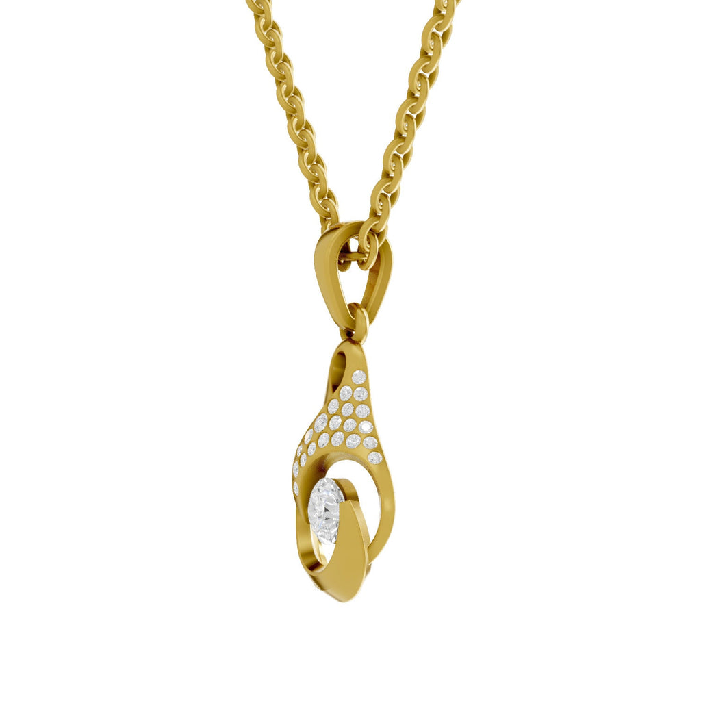 0.29 Round Shape | 925 Sterling Silver Gold Plated Swirl Pendant Necklace