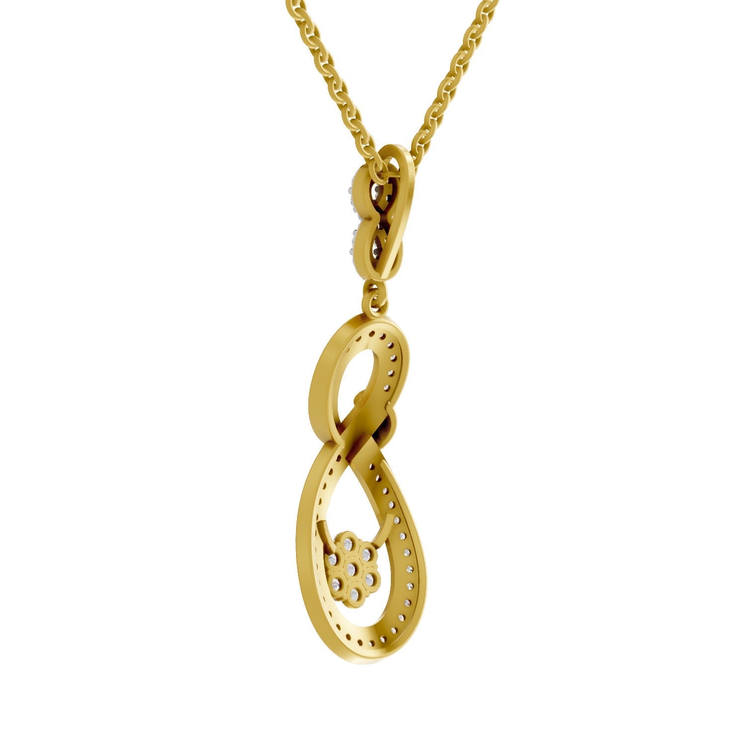 0.77 Round Shape | 925 Sterling Silver Gold Plated Infinity Bloom Pendant Necklace