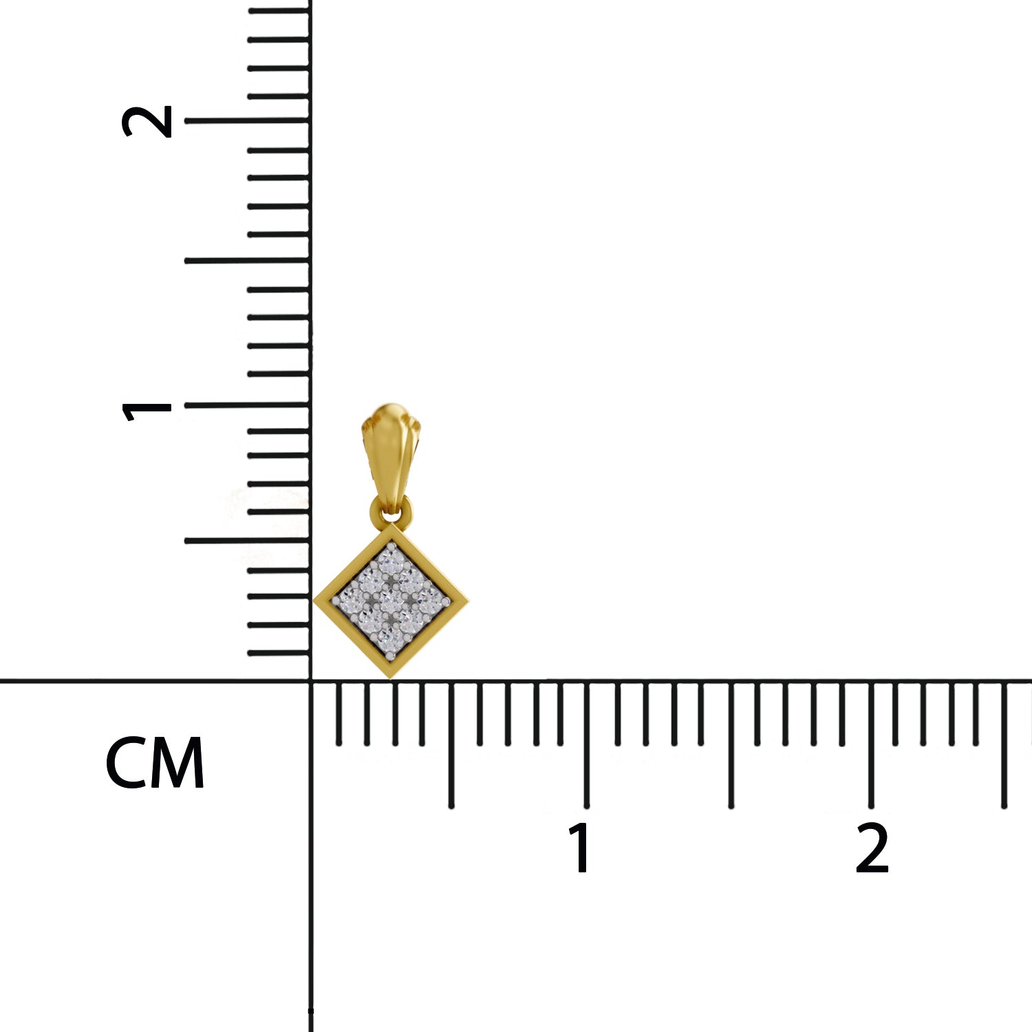 0.07 Round Shape | 925 Sterling Silver Gold Plated Square Pendant Necklace