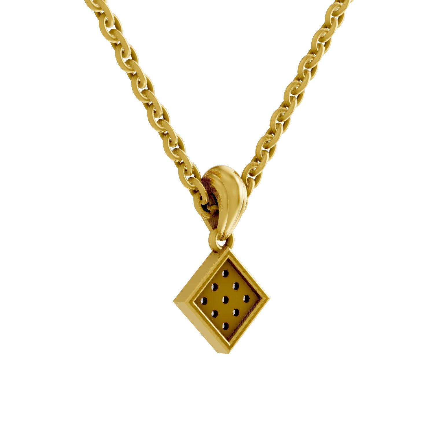 0.07 Round Shape | 925 Sterling Silver Gold Plated Square Pendant Necklace