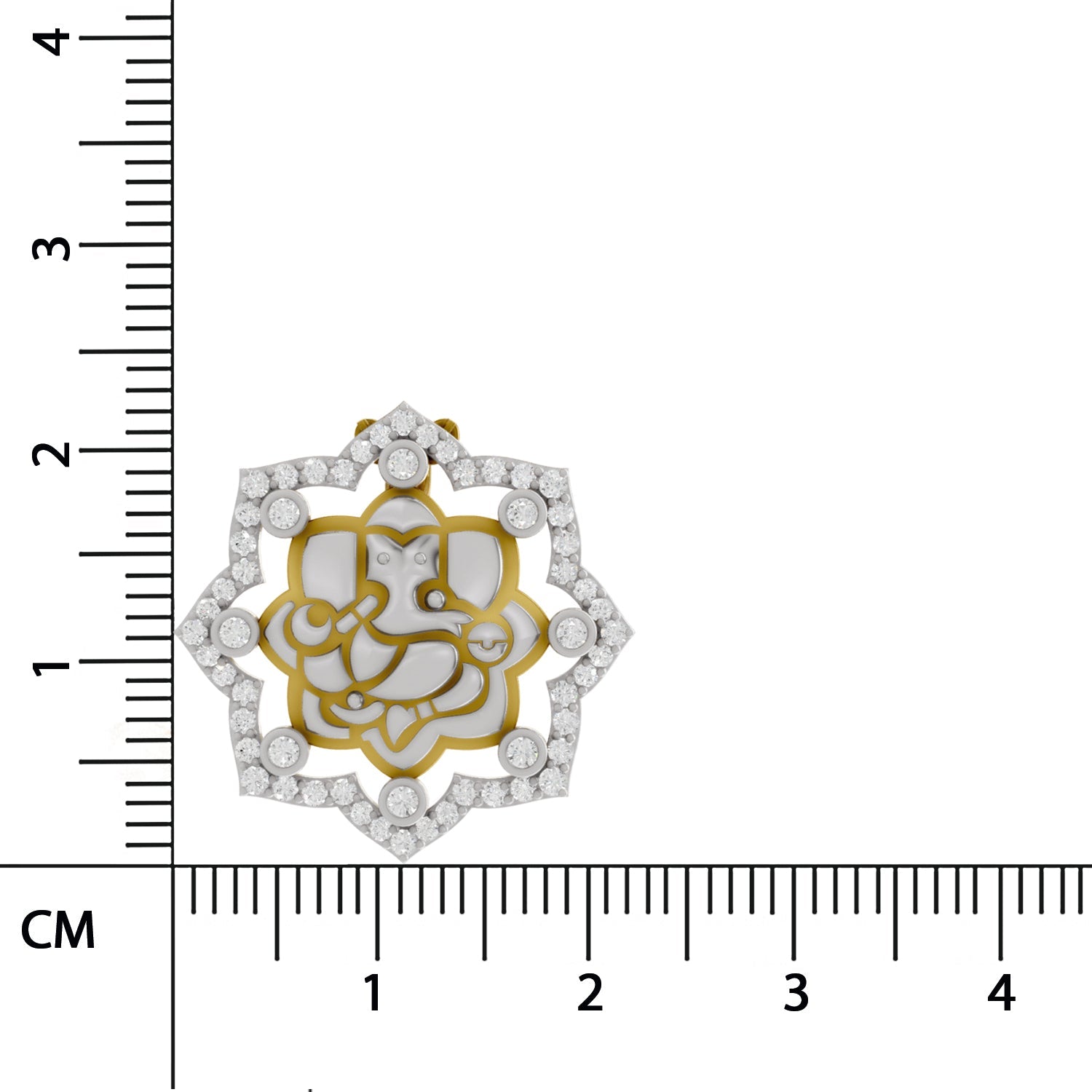 0.56 Round Shape | 925 Sterling Silver Gold Plated Ganesha Pendant Necklace