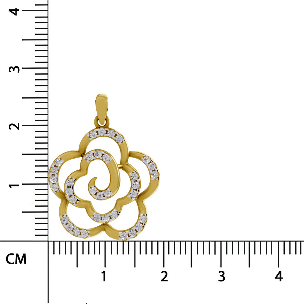 0.33 Round Shape | 925 Sterling Silver Gold Plated Floral Pendant Necklace