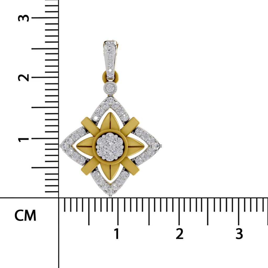 0.38 Round Shape | 925 Sterling Silver Gold Plated Starflower Pendant Necklace