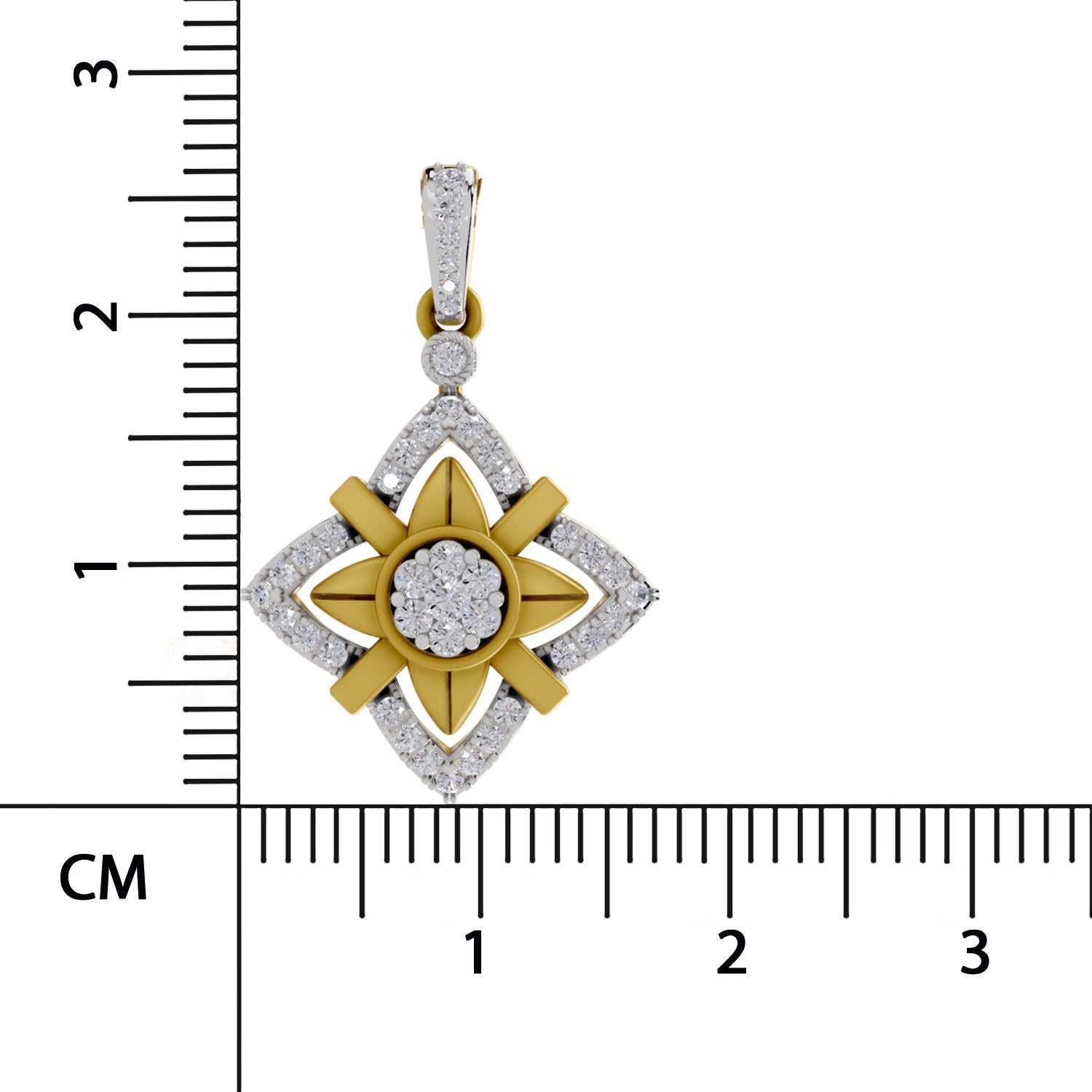 0.38 Round Shape | 925 Sterling Silver Gold Plated Starflower Pendant Necklace