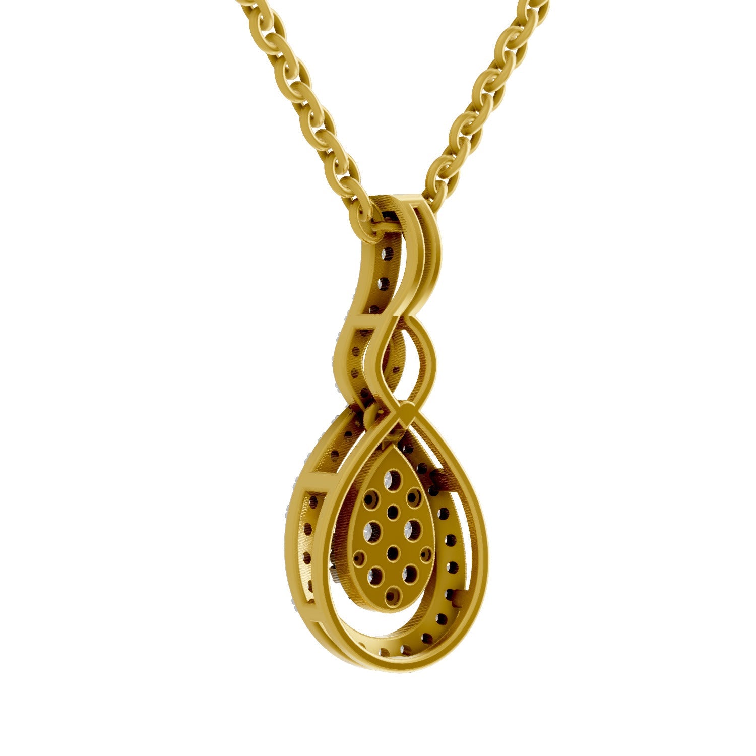 0.52 Round Shape | 925 Sterling Silver Gold Plated Teardrop Pendant Necklace