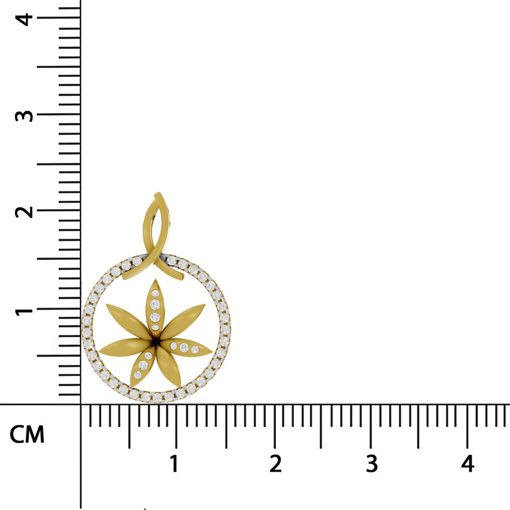 0.23 Round Shape | 925 Sterling Silver Gold Plated Floral Pendant Necklace