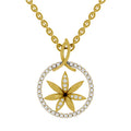 0.23 Round Shape | 925 Sterling Silver Gold Plated Floral Pendant Necklace