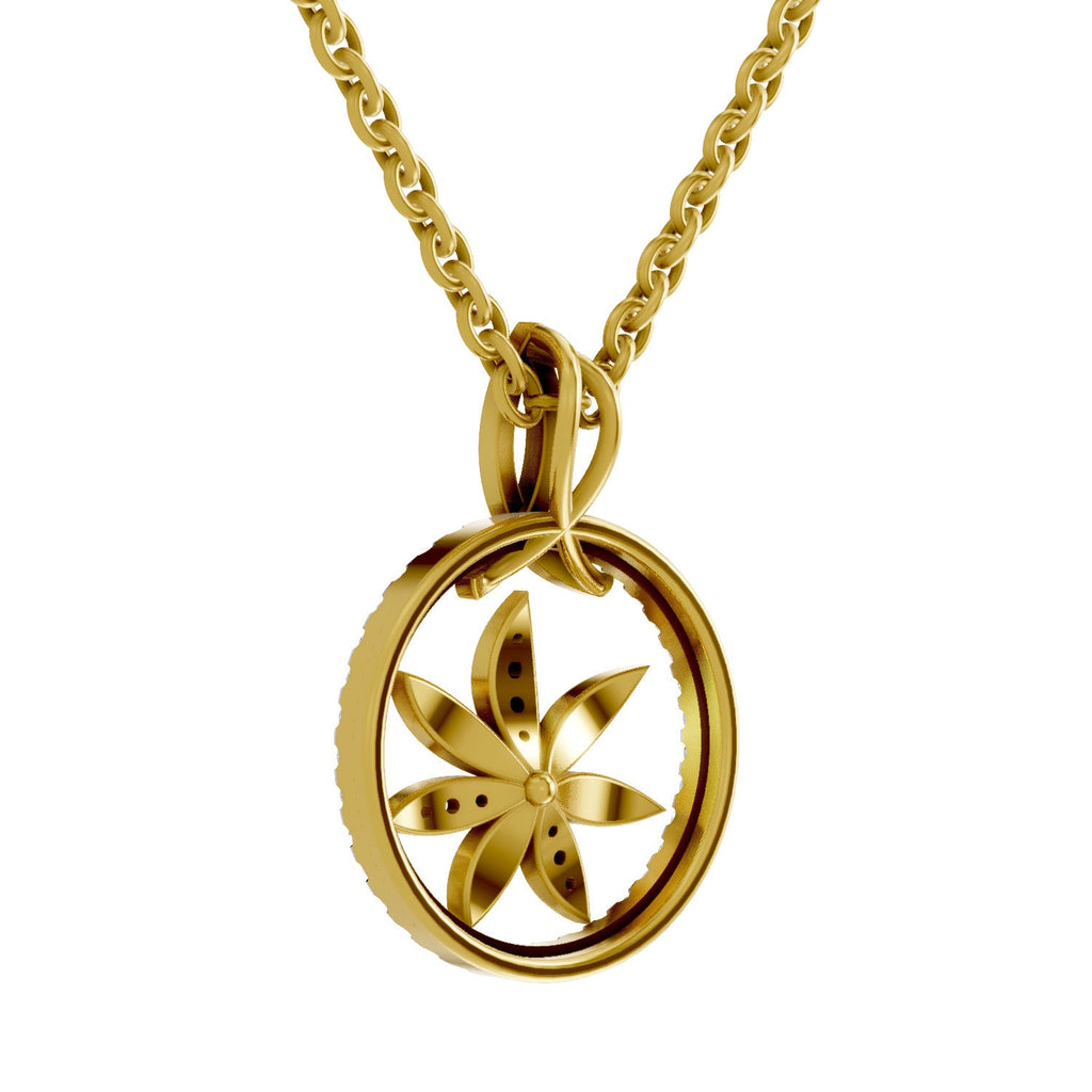 0.23 Round Shape | 925 Sterling Silver Gold Plated Floral Pendant Necklace