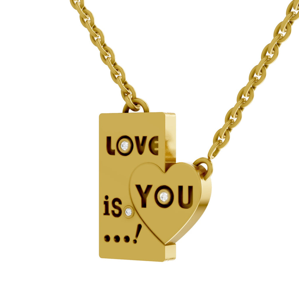 0.01 Carat| 925 Sterling Silver Gold Plated Heart Pendant Necklace